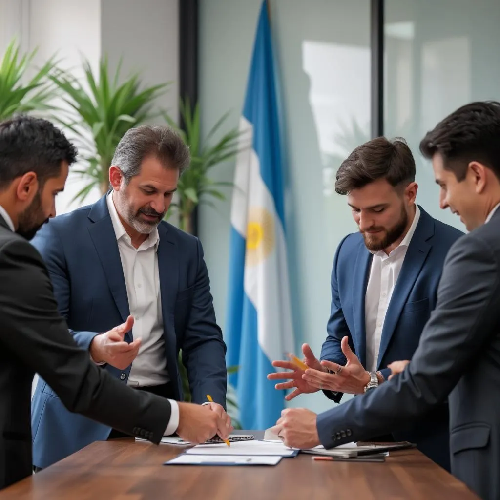 Fundadores de InverArg firmando documentos de fundación